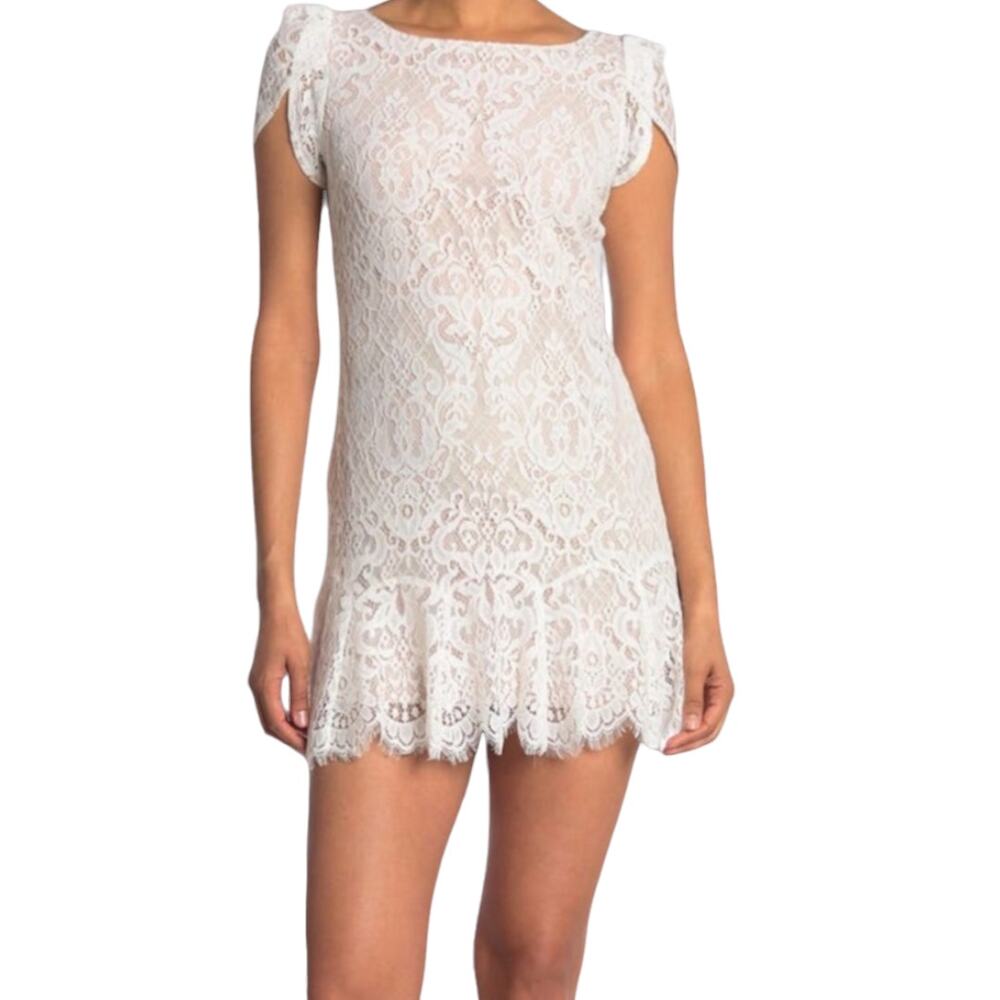 BB Dakota Steve Madden Revolve Fast Lace Environment White Lace Fairy Mini Dress - Picture 10 of 10